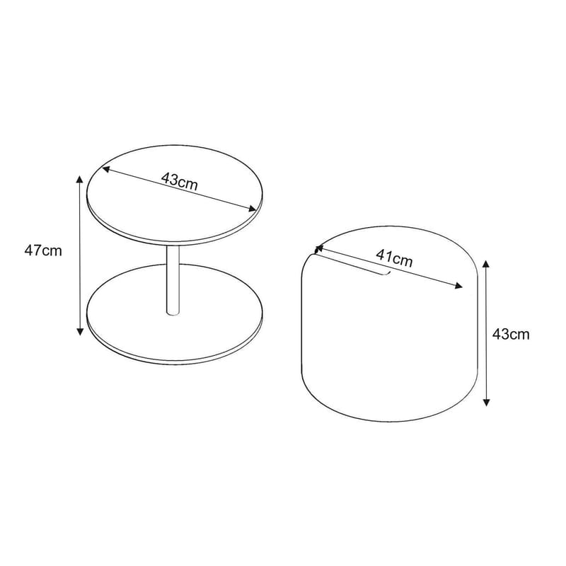 Torven Set med sidobord 43x47x43 cm - Svart - Products - Möbler - Bord & matgrupp - Avlastningsbord & sidobord - Brickbord & småbord