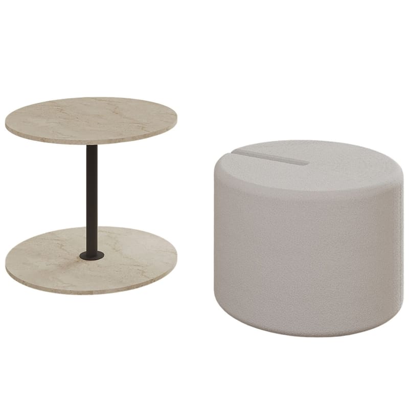 Torven Set med sidobord 43x47x43 cm - Travertin - Products - Möbler - Bord & matgrupp - Avlastningsbord & sidobord - Brickbord & småbord