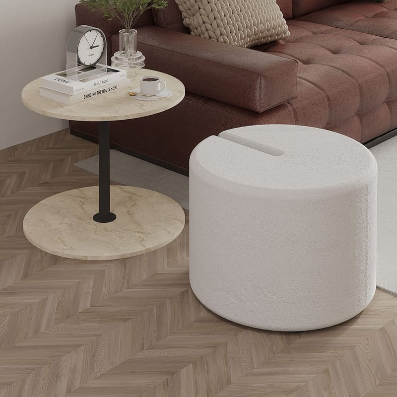 Torven Set med sidobord 43x47x43 cm - Travertin - Products - Möbler - Bord & matgrupp - Avlastningsbord & sidobord - Brickbord & småbord