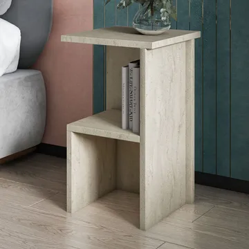 Tunel Nattduksbord 29,6x50x29,6 cm - Travertin - Products - Möbler - Bord & matgrupp - Avlastningsbord & sidobord - Sängbord & nattduksbord