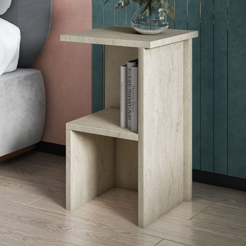 Tunel Nattduksbord 29,6x50x29,6 cm - Travertin - Products - Möbler - Bord & matgrupp - Avlastningsbord & sidobord - Sängbord & nattduksbord