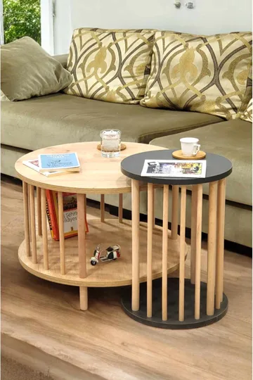 Belvo Soffbordsset 60x43 cm - Sapphire Oak och antracit - Products - Möbler - Bord & matgrupp - Soffbord