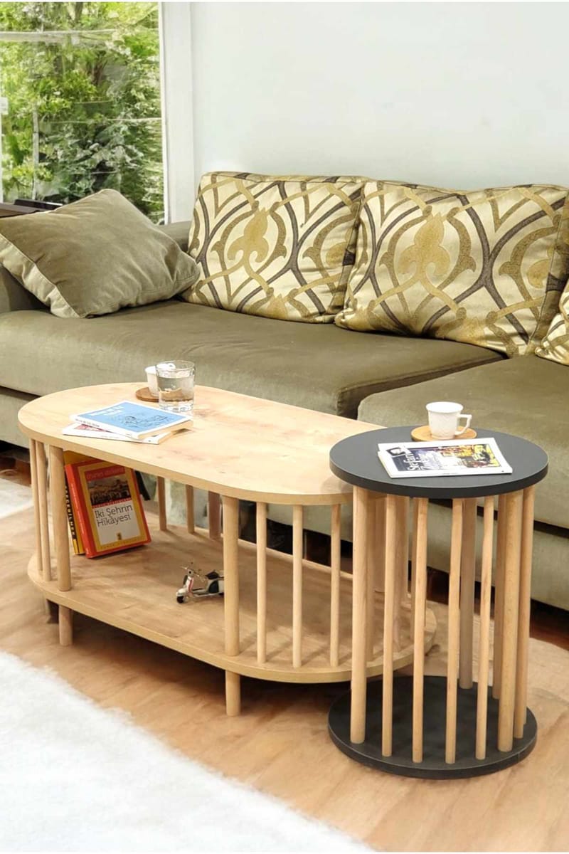 Belvo Soffbordsset 90x43x45 cm - Sapphire Oak och antracit - Products - Möbler - Bord & matgrupp - Soffbord