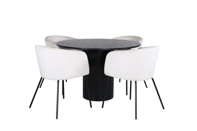 Bianca Matgrupp 110 cm Rund med 4 Berit stolar - Beige - Products - Möbler - Bord & matgrupp - Matgrupp