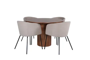 Bianca Matgrupp 110 cm Rund med 4 Berit stolar - Beige - Products - Möbler - Bord & matgrupp - Matgrupp