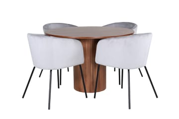 Bianca Matgrupp 110 cm Rund med 4 Berit stolar - Svart - Products - Möbler - Bord & matgrupp - Matgrupp