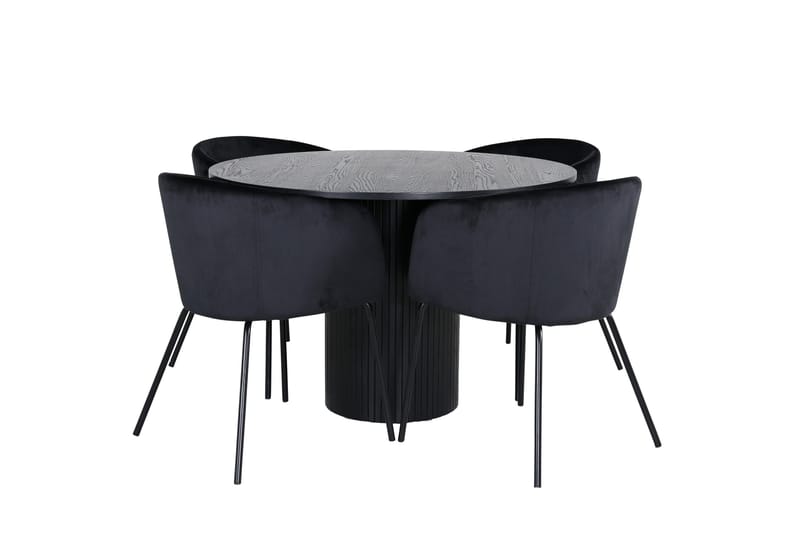 Bianca Matgrupp 110 cm Rund med 4 Berit stolar - Svart - Products - Möbler - Bord & matgrupp - Matgrupp
