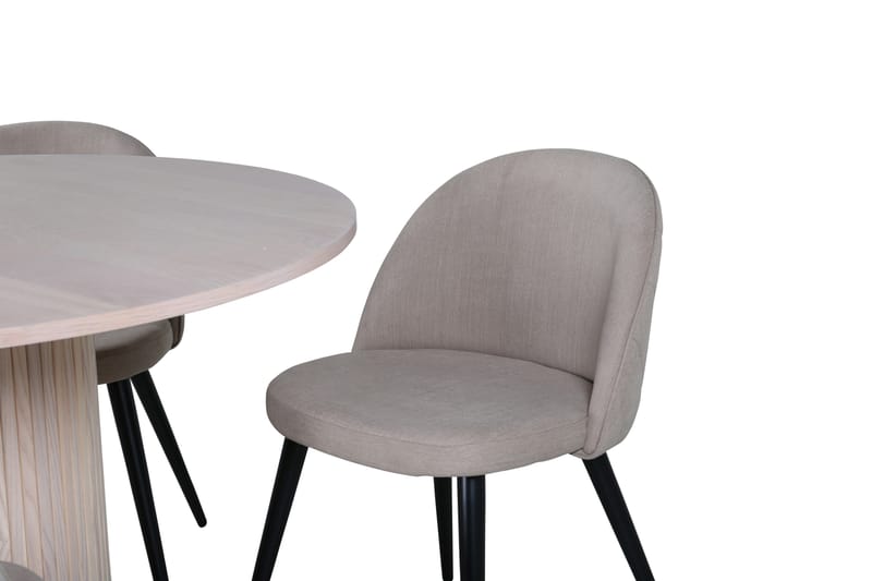 Bianca Matgrupp 110 cm Rund med 4 Velvet stolar - Beige - Products - Möbler - Bord & matgrupp - Matgrupp