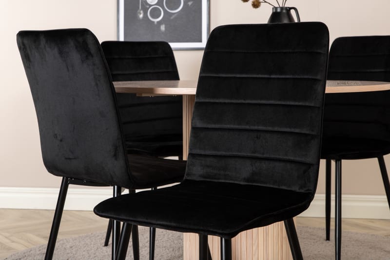 Bianca Matgrupp 110 cm Rund med 4 Windu Lyx stolar - Svart - Products - Möbler - Bord & matgrupp - Matgrupp