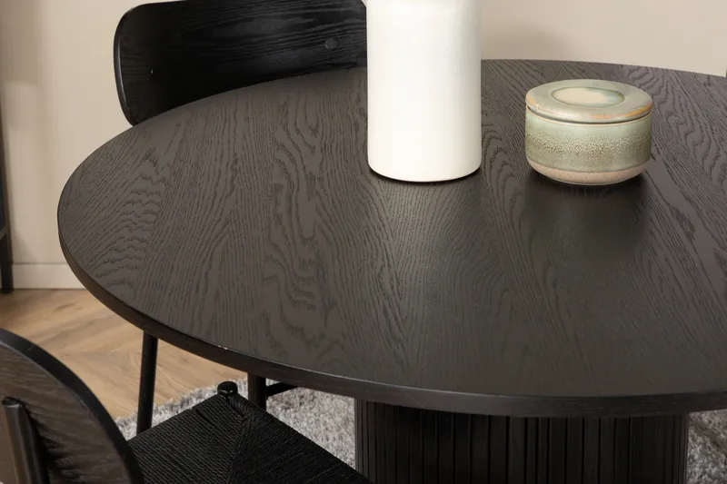 Bianca Matgrupp 110 cm Rund med 4 Polly stolar, Svart