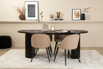Bianca Matgrupp 200 cm Oval med 4 Velvet stolar - Beige - Products - Möbler - Bord & matgrupp - Matgrupp