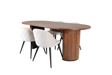 Bianca Matgrupp 200 cm Oval med 4 Velvet stolar - Svart - Products - Möbler - Bord & matgrupp - Matgrupp