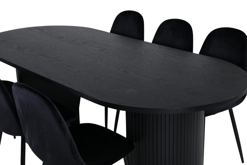 Bianca Matgrupp 200 cm Oval med 6 Polar stolar - Svart - Products - Möbler - Bord & matgrupp - Matgrupp