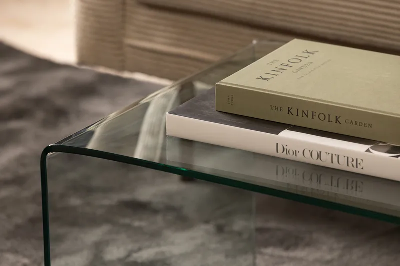 Bonisiolo Rektangulärt Soffbord 110x55 cm i Böjt Glas - Transparent - Products - Möbler - Bord & matgrupp - Soffbord