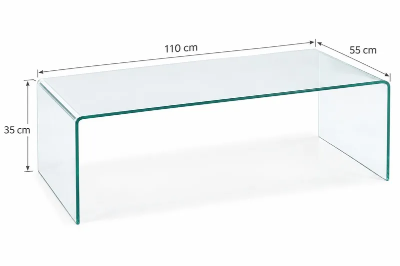 Bonisiolo Rektangulärt Soffbord 110x55 cm i Böjt Glas - Transparent - Products - Möbler - Bord & matgrupp - Soffbord