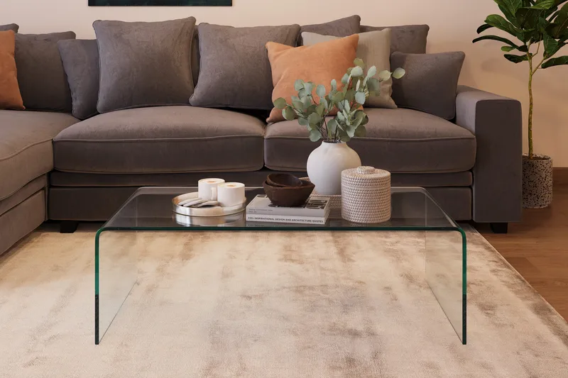 Bonisiolo Rektangulärt Soffbord 110x55 cm i Böjt Glas - Transparent - Products - Möbler - Bord & matgrupp - Soffbord