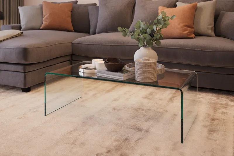 Bonisiolo Rektangulärt Soffbord 110x55 cm i Böjt Glas - Transparent - Products - Möbler - Bord & matgrupp - Soffbord