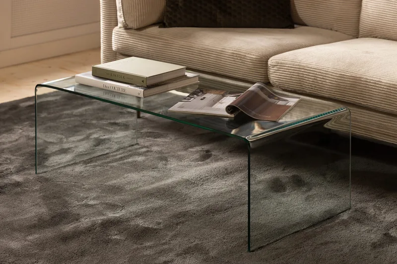 Bonisiolo Rektangulärt Soffbord 110x55 cm i Böjt Glas - Transparent - Products - Möbler - Bord & matgrupp - Soffbord
