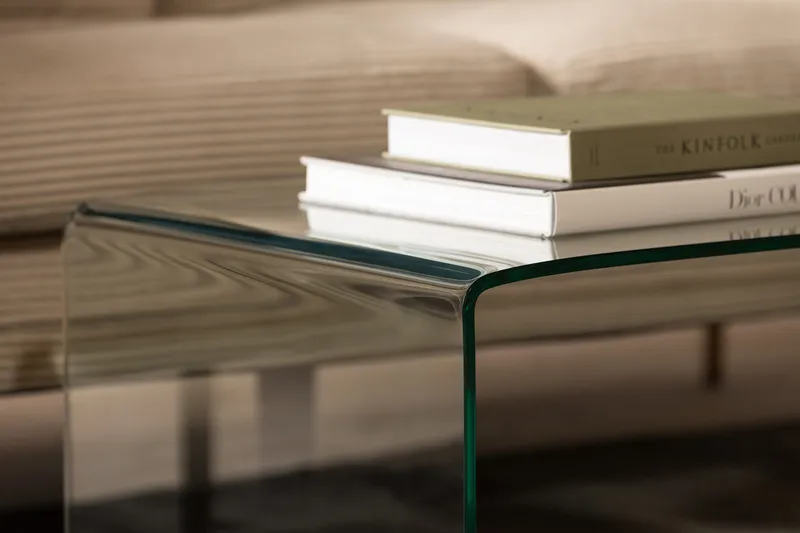 Bonisiolo Rektangulärt Soffbord 110x55 cm i Böjt Glas - Transparent - Products - Möbler - Bord & matgrupp - Soffbord