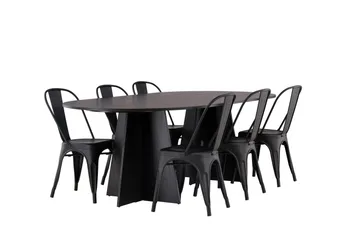 Bootcut Matbord 230x115 cm med 4 Tempe Stolar - Svart - Products - Möbler - Bord & matgrupp - Matbord & köksbord