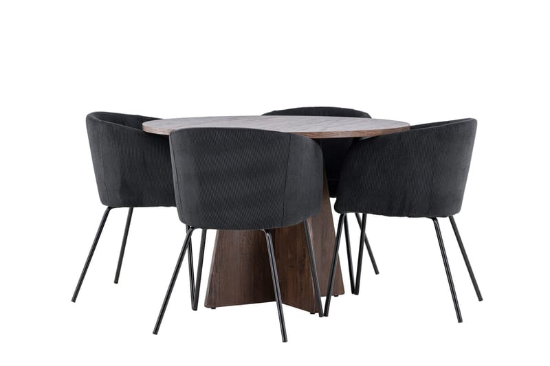 Bootcut Matgrupp 110 cm Rund med 4 Berit stolar - Mocca/Svart - Products - Möbler - Bord & matgrupp - Matgrupp