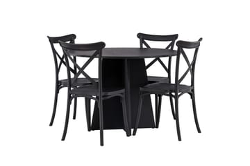 Bootcut Matgrupp 110 cm Rund med 4 Crosett stolar - Svart - Products - Möbler - Bord & matgrupp - Matgrupp