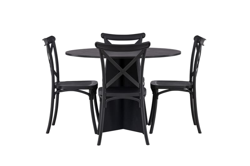 Bootcut Matgrupp 110 cm Rund med 4 Crosett stolar - Svart - Products - Möbler - Bord & matgrupp - Matgrupp