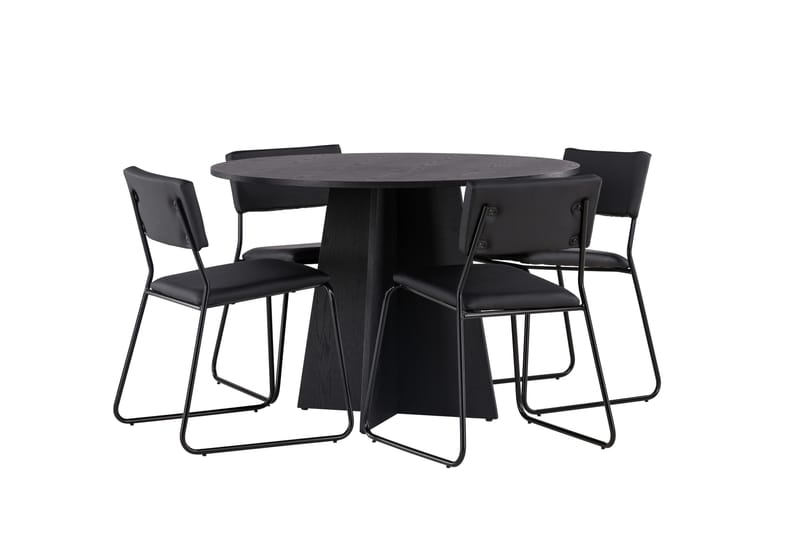 Bootcut Matgrupp 110 cm Rund med 4 Kenth Stolar - Svart - Products - Möbler - Bord & matgrupp - Matgrupp