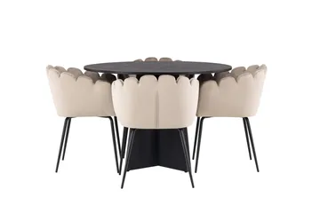 Bootcut Matgrupp 110 cm Rund med 4 Limhamn stolar - Beige - Products - Möbler - Bord & matgrupp - Matgrupp