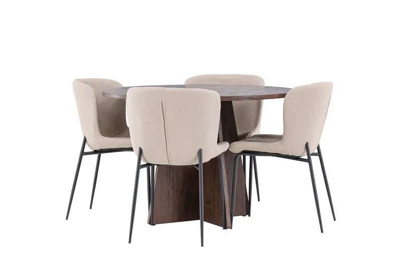 Bootcut Matgrupp 110 cm Rund med 4 Modesto stolar - Mocca/Beige - Products - Möbler - Bord & matgrupp - Matgrupp