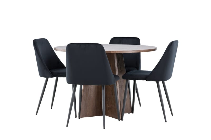 Bootcut Matgrupp 110 cm Rund med 4 Night stolar - Mocca/Svart - Products - Möbler - Bord & matgrupp - Matgrupp