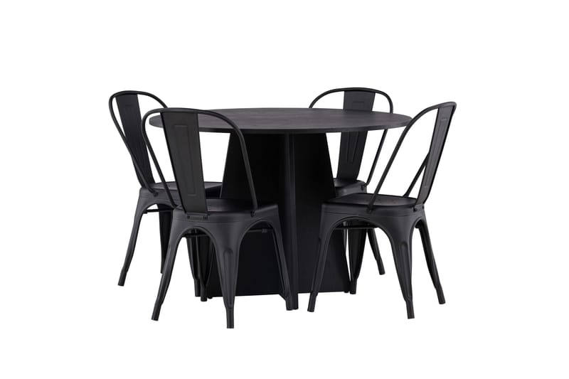 Bootcut Matgrupp 110 cm Rund med 4 Tempe Stolar - Svart - Products - Möbler - Bord & matgrupp - Matgrupp