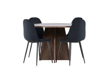 Bootcut Matgrupp 110 cm Rund med 4 Polar stolar - Mocca/Svart - Products - Möbler - Bord & matgrupp - Matgrupp