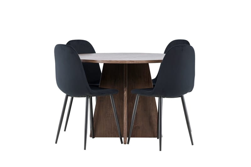 Bootcut Matgrupp 110 cm Rund med 4 Polar stolar - Mocca/Svart - Products - Möbler - Bord & matgrupp - Matgrupp