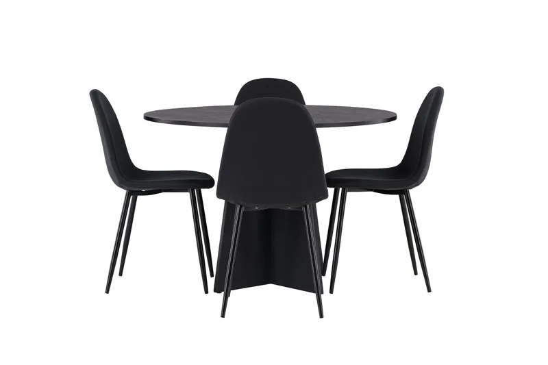 Bootcut Matgrupp 110 cm Rund med 4 Polar stolar - Svart - Products - Möbler - Bord & matgrupp - Matgrupp