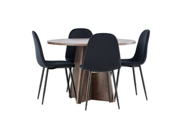 Bootcut Matgrupp 110 cm Rund med 4 Polar stolar - Mocca/Svart - Products - Möbler - Bord & matgrupp - Matgrupp