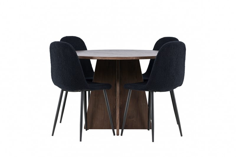 Bootcut Matgrupp 110 cm Rund med 4 Polar stolar - Mocca/Svart - Products - Möbler - Bord & matgrupp - Matgrupp