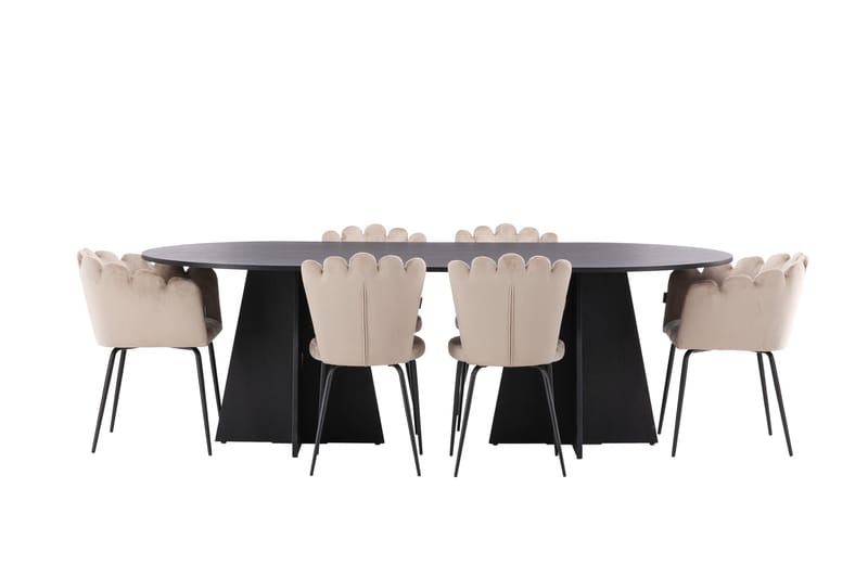 Bootcut Matgrupp 230 cm Oval med 4 Limhamn stolar - Beige - Products - Möbler - Bord & matgrupp - Matgrupp