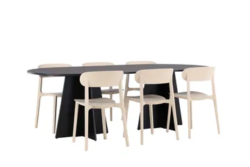 Bootcut Matgrupp 230 cm Oval med 6 Åstol stolar - Svart - Products - Möbler - Bord & matgrupp - Matgrupp