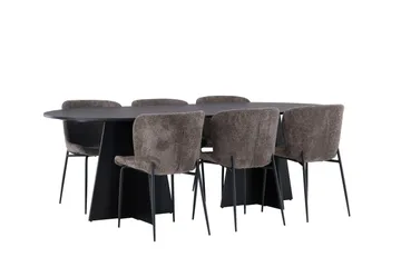 Bootcut Matgrupp 230 cm Oval med 6 Modesto stolar - Svart - Products - Möbler - Bord & matgrupp - Matgrupp