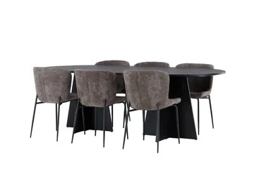 Bootcut Matgrupp 230 cm Oval med 6 Modesto stolar - Svart - Products - Möbler - Bord & matgrupp - Matgrupp
