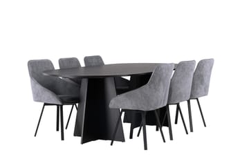 Bootcut Matgrupp 230 cm Oval med 6 Rosie stolar - Svart - Products - Möbler - Bord & matgrupp - Matgrupp