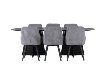 Bootcut Matgrupp 230 cm Oval med 6 Rosie stolar - Svart - Products - Möbler - Bord & matgrupp - Matgrupp