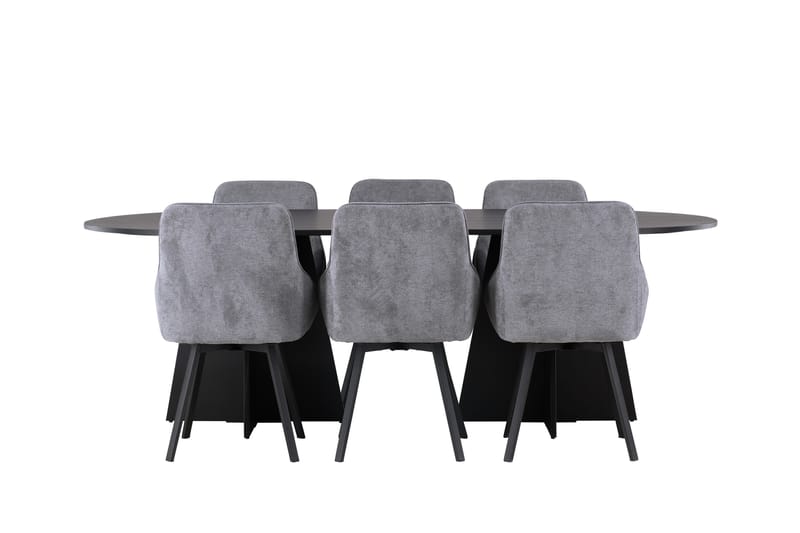 Bootcut Matgrupp 230 cm Oval med 6 Rosie stolar - Svart - Products - Möbler - Bord & matgrupp - Matgrupp