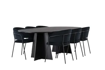 Bootcut Matgrupp 230 cm Oval med 6 Selma Stolar - Svart - Products - Möbler - Bord & matgrupp - Matgrupp