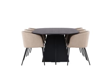 Bootcut Matgrupp 230 cm Rektangulär med 6 Berit stolar - Beige - Products - Möbler - Bord & matgrupp - Matgrupp