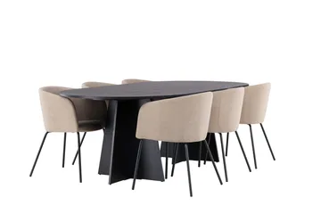 Bootcut Matgrupp 230 cm Rektangulär med 6 Berit stolar - Beige - Products - Möbler - Bord & matgrupp - Matgrupp