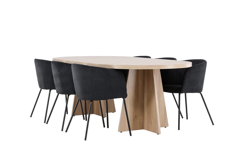 Bootcut Matgrupp 230 cm Rektangulär med 6 Berit stolar - Whitewash/Svart - Products - Möbler - Bord & matgrupp - Matgrupp