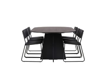 Bootcut Matgrupp 230 cm Rektangulär med 6 Kenth Stolar - Svart - Products - Möbler - Bord & matgrupp - Matgrupp