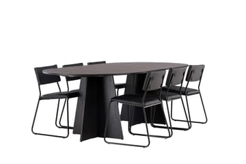 Bootcut Matgrupp 230 cm Rektangulär med 6 Kenth Stolar - Svart - Products - Möbler - Bord & matgrupp - Matgrupp